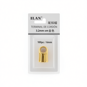 Terminale per cordoncino Ilan 3,2 mm x 6 mm colore oro per bracciali, 100 pezzi - Product Image 1