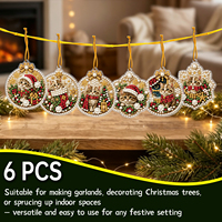 Kit de Peinture Diamant DIY 6 Pièces Imprimées Noël Style Européen Écologique pour Décoration d'Arbre de Noël