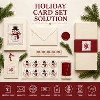 Carte de vœux de Noël personnalisée 5x7 pouces en carton avec enveloppe à surpiqûres contrastées en pâte recyclée, cadeau d'entreprise pour les fêtes