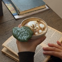 Taza de Café de Cerámica Lelyi, Estilo Francés, Lujo Ligero, Vintage, Hecha a Mano, con Asa de Hoja, Simple y de Alto Valor, Directo de Fábrica