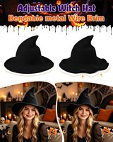 Chapeaux de sorcière pliables en laine à grand bord pointu pour femmes, vente en gros d'usine