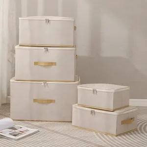 Factory Wholesale Home Flat Stackable Polyester Fabric Clothing Storage Box With Lid