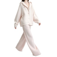 Ensemble de vêtements pour femmes de haute qualité personnalisé, tendance, 2 pièces, haut à capuche rose brodé avec pantalon, collection automne