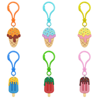 Porte-clés mousqueton légers et étanches, personnalisés, en caoutchouc, avec impression UV, style alimentaire, décoration de crème glacée, dessin animé 3D, direct usine