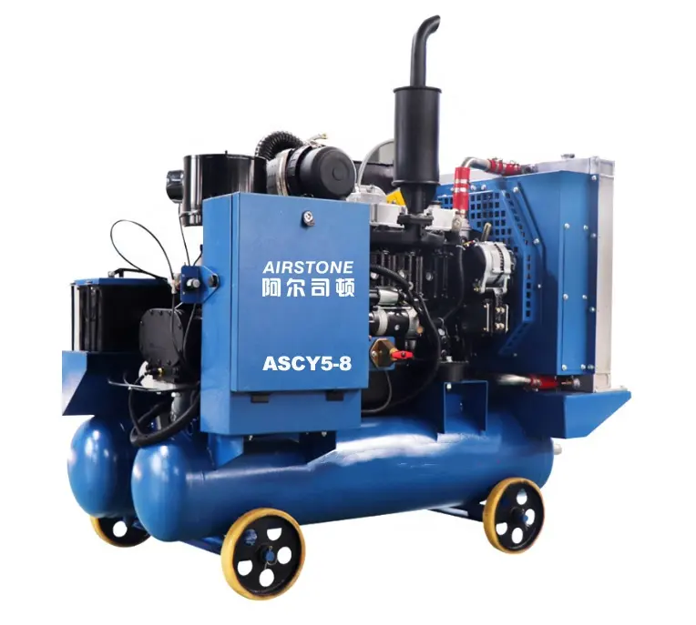 Airstone ASCY5/8 185cfm Diesel Motor Portable Air Compressor 7 Bar Machine With Drill