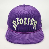 Casquette Snapback Vintage en Velours Côtelé à Visière Plate, Broderie Œil Horreur Gothique, Style Skateboard Urbain Y2K Punk, Design Personnalisé