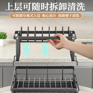 ที่คว่ำจาน Hundred Flags ขนาด L รุ่นโมเดิร์นทรงสี่เหลี่ยม พร้อมถาดรองน้ำ แห้งเร็ว ชั้นวางของหลายชั้น - Product Image 4