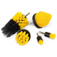 Juego de 5 cepillos de alambre con mango de acero ecológico de PP amarillo para remover nieve de carrocerías de automóviles y limpieza del hogar