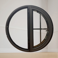 Ventana Circular Fija de Doble Acristalamiento, Estilo Europeo, Moderna y Personalizada, de Aluminio con Puente Térmico, para Villas y Hoteles, con Diseño Gráfico