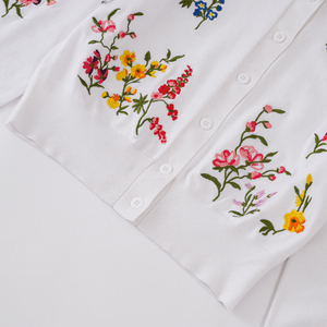 Áo len nữ thiết kế riêng mùa xuân thu, áo cardigan dệt kim nữ tay dài cổ tròn cài nút thêu - Product Image 6