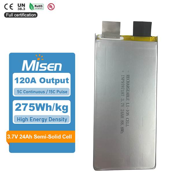 3.7V 24Ah Semi-Solid State Li-ion Pouch Cell High Energy Density 5C High Rate Battery for EV ESS AGV Drone Applications