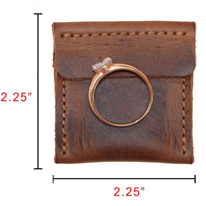 Vintage genuine leather wedding ring bag, engagement ring <b>box</b>, travel diamond ring <b>storage</b> bag, earring and bracelet bag, - Product Image 5