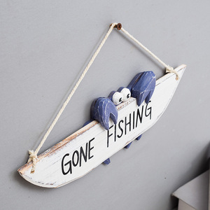 Gone Fishing <b>Crab</b> Wall Sign Hanging Decor Ocean Theme Pine Wood Weather Resistant Garden Ornament - Product Image 2