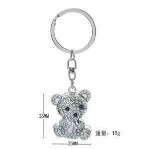 Creative 3D Silver Metal Craft Keychain Cartoon Animal Custom Rhinestone <strong>Bow</strong> Tie Durable Promotional Bear Keychains - Product Image 6