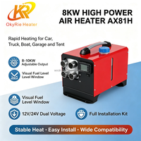 Chauffage de stationnement diesel automatique OkyRie AX81H 12V 24V 8-10KW à haute efficacité avec échangeur de chaleur pour cabine de camion