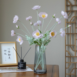Fiore di Papavero Artificiale a 4 Teste con Stelo Floccato per Decorazioni Casa, Eventi, Matrimoni e Composizioni Floreali - Product Image 5