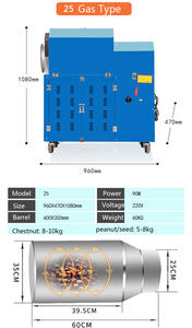 25 50 100 de barril de acero inoxidable mejor venta pequeño café de cacahuete Castaño tuerca de sésamo de Gas <span class=keywords><strong>asador</strong></span> horno para venta - Product Image 6