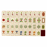 Set Mahjong Amerika 1.42 Inci Ubin Akrilik Mahoni Oriental Crane Dragon 160 PCS Lipat Laser Dua Lapis Portabel