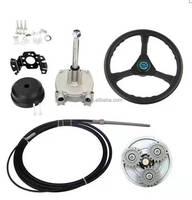 Kit universel de système de direction à turbine mécanique avec volant 4m de déflecteur de câble contrôle de bateau accessoires marins hors-bord