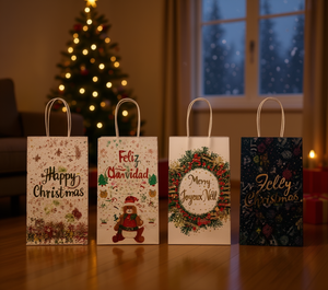 Bolsas de Regalo de Papel Navideñas Impresas en 4 Colores, Recuerdos para Fiestas Navideñas - Product Image 2