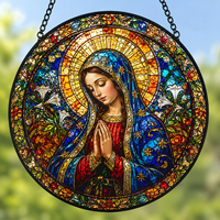 Attrape-soleil Art Déco en vitrail Mary Jesus, 8 pouces, fait main, décoration murale et de fenêtre pour intérieur, maison et jardin, cadeau d'anniversaire