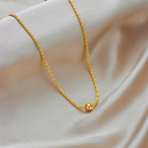 European American Fashion Titanium Steel Ball Chain Clavicle Necklace Gold Geometric Design N1753 - Product Image 2