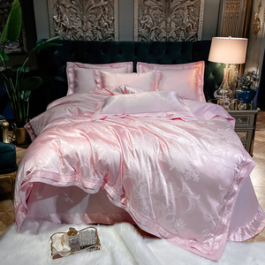 Juego de Ropa de Cama de Cuatro Piezas de Jacquard de Algodón 100% Puro de Lujo. Sábanas y Fundas de Almohada Suaves y Transpirables. Adecuado para Familias. - Product Image 3