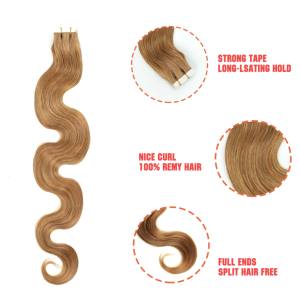 Extensions de cheveux vietnamiens Remy à cuticules alignées, ondulés, 50g, blond miel, double trame, permanentés, vente en gros - Product Image 2