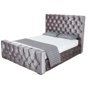 Letto di lusso moderno 1.8 m letto matrimoniale matrimoniale letto imbottito camera da letto mobili legno elegante velluto letto