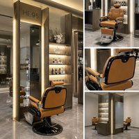 Fauteuil de Barbier Moderne Hydraulique, Chaise de Coiffure en Cuir Rembourrée pour Salon de Coiffure
