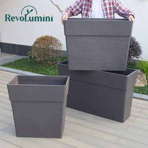 กระถางดอกไม้เรซินทางกลางแจ้งทรงสี่เหลี่ยมขนาดใหญ่น้ำหนักเบาทนทานปลูกต้นไม้ในสวนลายตารางสำหรับห้างสรรพสินค้า - Product Image 1