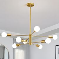Lustre Sputnik moderne classique noir et or, lumière nordique de luxe, suspension réglable en hauteur à 12 lampes pour salon et salle à manger