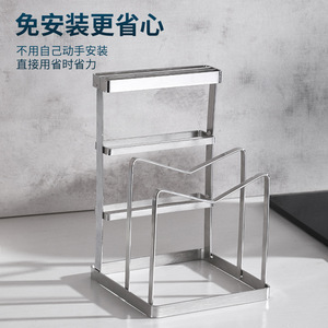 ที่วางมีดและเขียงสแตนเลสพร้อมขาตั้ง ชั้นวางฝาหม้ออเนกประสงค์รูปทรงกลม - Product Image 4