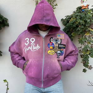 Y2K nueva sudadera gótica con cremallera Retro multicolor patrón diseño hombre Hoodi calle Retro Harajuku Hip Hop sudadera suelta - Product Image 1