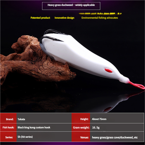 Haute qualité 75mm noir King Kong Double aigus appât <span class=keywords><strong>souple</strong></span> <span class=keywords><strong>leurre</strong></span> de pêche en plastique pour poisson-chat et brochet Topwater <span class=keywords><strong>leurre</strong></span> sur Marlin - Product Image 2