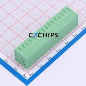 MX205R-3.5-16P-GN01-Cu-A Spring Terminal Block Through hole Component THT,P=3.5mm Connector 1x16P 3.5mm Green Right Angle Insert - Product Image 2
