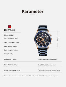 REWARD 81009 Montre à quartz de luxe pour garçons, design doré élégant, 3 cadrans, chronographe, grande fonction de course, acier inoxydable parfait - Product Image 6