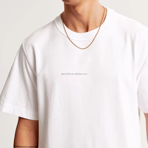 เสื้อยืดคอตตอนสีขาวคุณภาพสูงทรงหลวมไหล่ตก ไซส์ใหญ่ เสื้อผู้ชายดีไซน์เนอร์ เสื้อโอเวอร์ไซส์ สตรีทแวร์ เสื้อยืดเปล่าสำหรับฤดูร้อน - Product Image 2