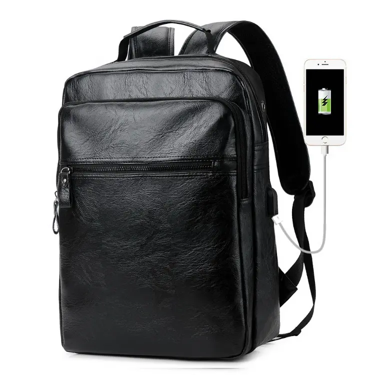 2019 beste Verkauf Rucksack tasche Vintage PU Leder Rucksack Laptop Männer Schule Rucksack