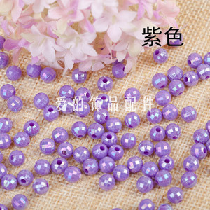 Cuentas redondas de acrílico morado de 6 mm con revestimiento AB para la fabricación de joyas, cuentas sueltas a granel - Product Image 1
