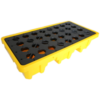 Palette de récupération industrielle robuste en polyéthylène à 4 bacs pour fûts, anti-fuite, pour stockage de fûts