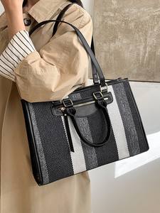 Sac fourre-tout vintage en cuir véritable pour femmes 2024 nouvelle couleur sac à main rayé fermeture à glissière étanche - Product Image 3