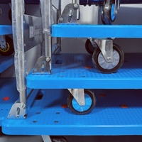 Chariot de manutention de documents de bureau pliable à quatre roues, robuste, bleu, capacité de charge 200 kg, avec roues de 5 pouces – Meilleure vente
