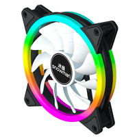 Ventilateur de boîtier PC SNOWMAN EF120-ARGB-BK 120mm Noir ARGB 45CFM avec Halo extérieur, PWM, roulement hydraulique, synchronisation 5V 3 broches, vente en gros