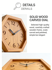 Orologio da Parete Multifunzionale Moderno in Legno, Silenzioso, con Display a Lancette <span class=keywords><strong>e</strong></span> Mensola per Decorazione Soggiorno - Product Image 5