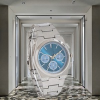 Fournisseur de montres OEM avec logo personnalisé Montre en acier inoxydable à double bouton et boucle papillon Montre à quartz lumineuse étanche 5ATM pour hommes