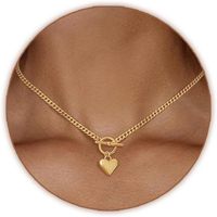 Collier chaîne cubaine en acier inoxydable de haute qualité avec pendentif coeur fin fermoir OT étanche style tendance nouvel arrivage