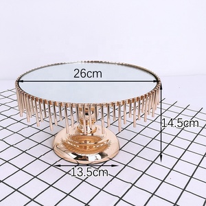 Decorazione di cerimonia nuziale 10 "Round Dell'<span class=keywords><strong>oro</strong></span> Dello Specchio del Metallo Della <span class=keywords><strong>Torta</strong></span> Stand - Product Image 1