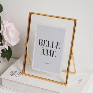 INS Metal <b>Photo</b> <b>Frame</b> Double-Sided Transparent Glass <b>Photo</b> <b>Frame</b> 6 7 8 10 Inch <b>Photo</b> Printing DIY Album Display <b>Frame</b> Holder - Product Image 1