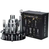 Ensemble de shaker à cocktail en acier inoxydable de 25 onces avec outil de barre de support rotatif pour mélanger les boissons